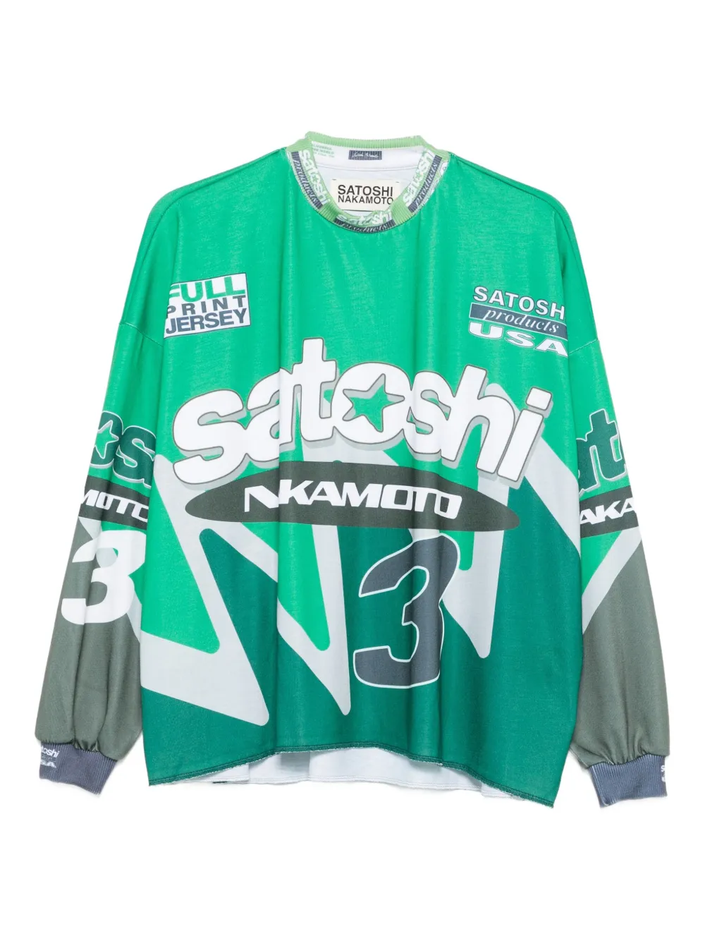 SATOSHI NAKAMOTO drop-shoulder T-shirt | Green | Image 1