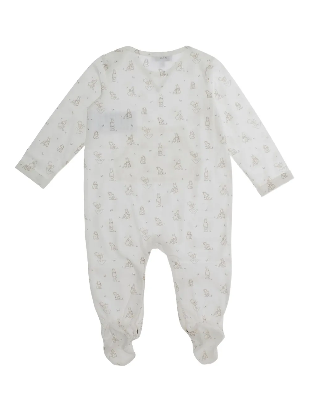 Emporio Armani Kids rabbit-print footed pajama - Wit
