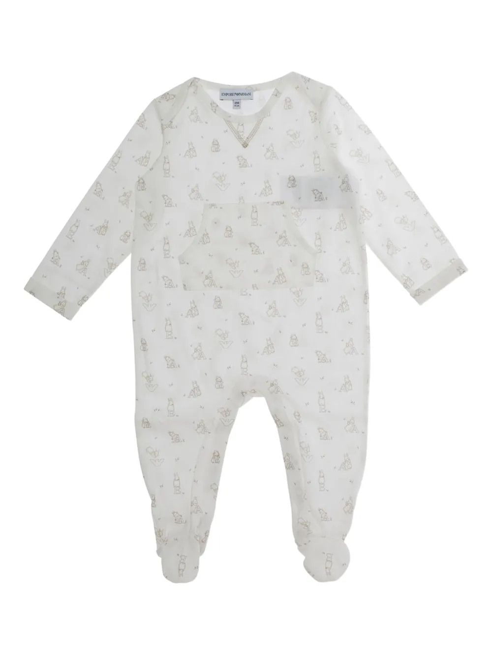 Emporio Armani Kids rabbit-print footed pajama - Bianco
