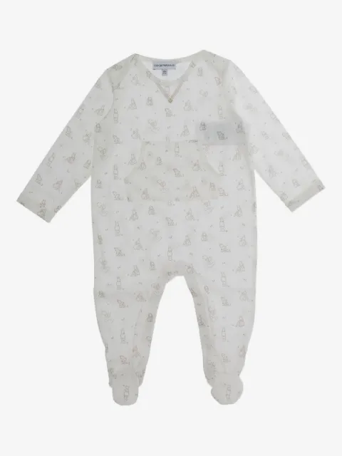 Emporio Armani Kids rabbit-print footed pajama