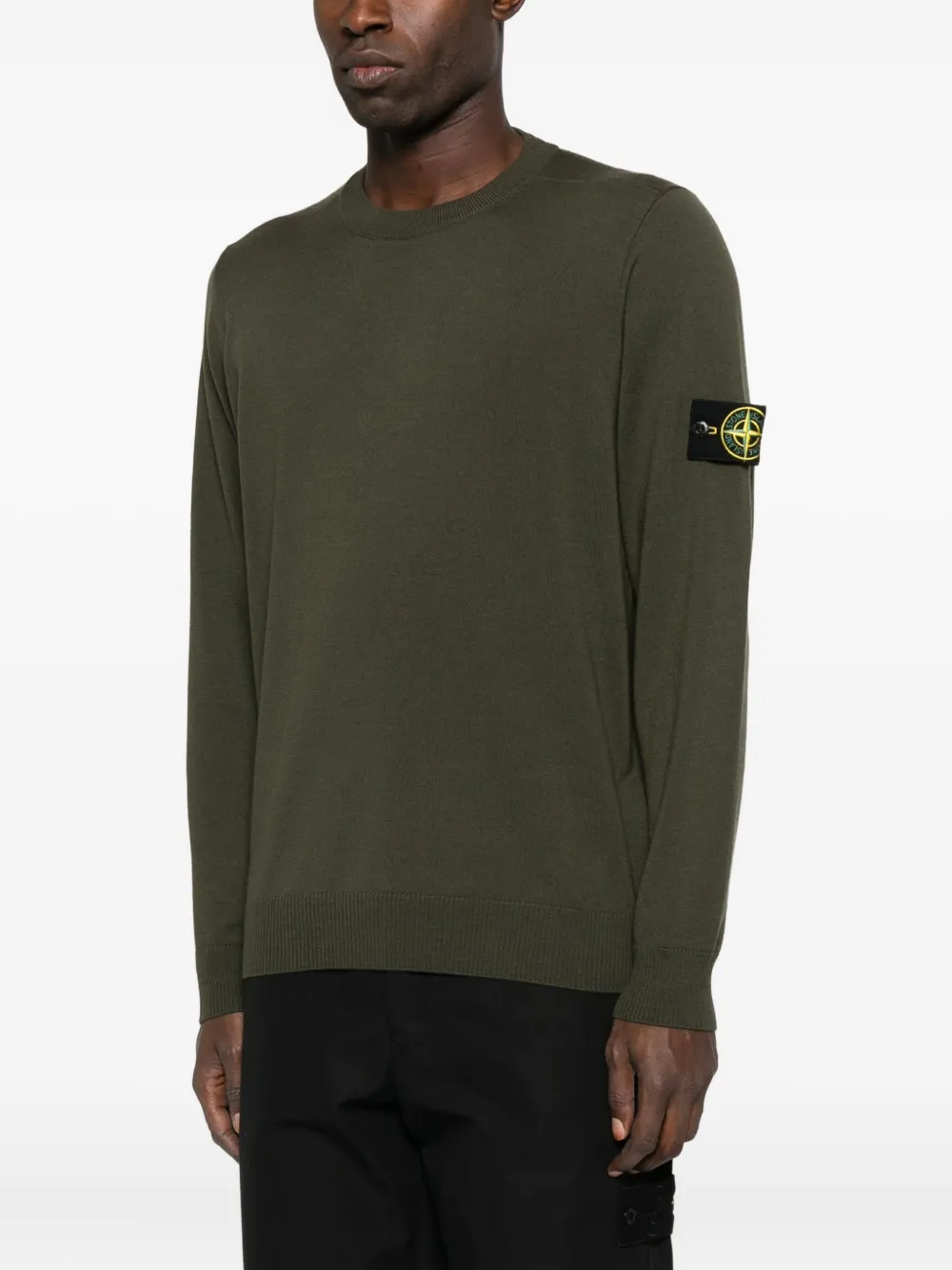 Stone Island Lightweight Wool Crew Neck Pullover Clothing In Black