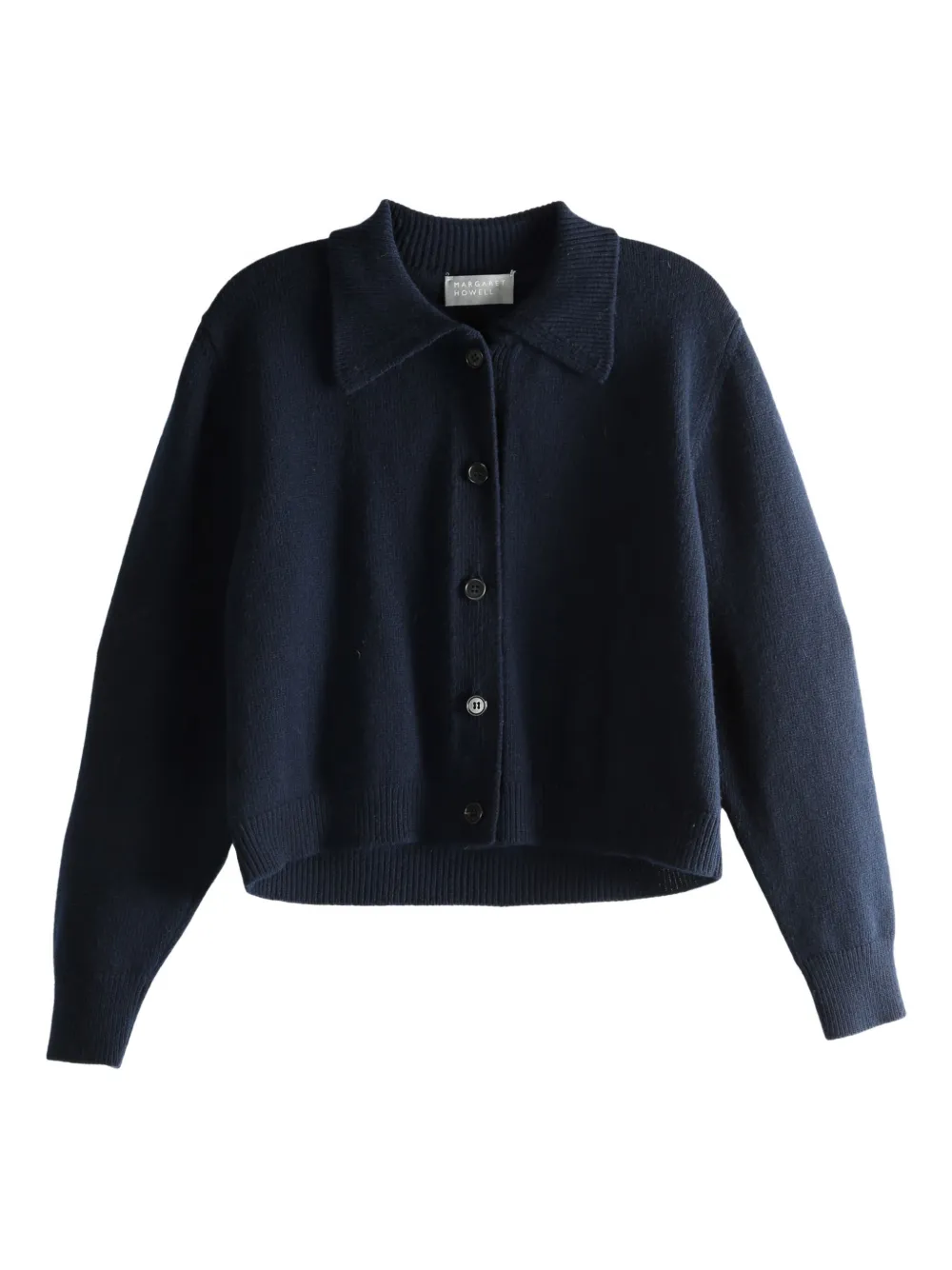 Margaret Howell Collared Buttoned Cardigan In Brown