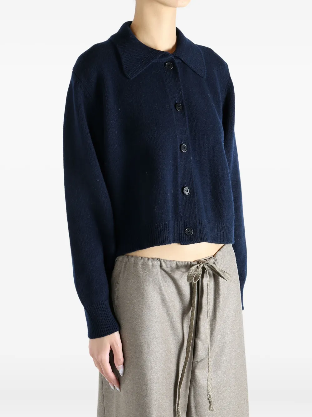 Margaret Howell Collared Buttoned Cardigan In Brown