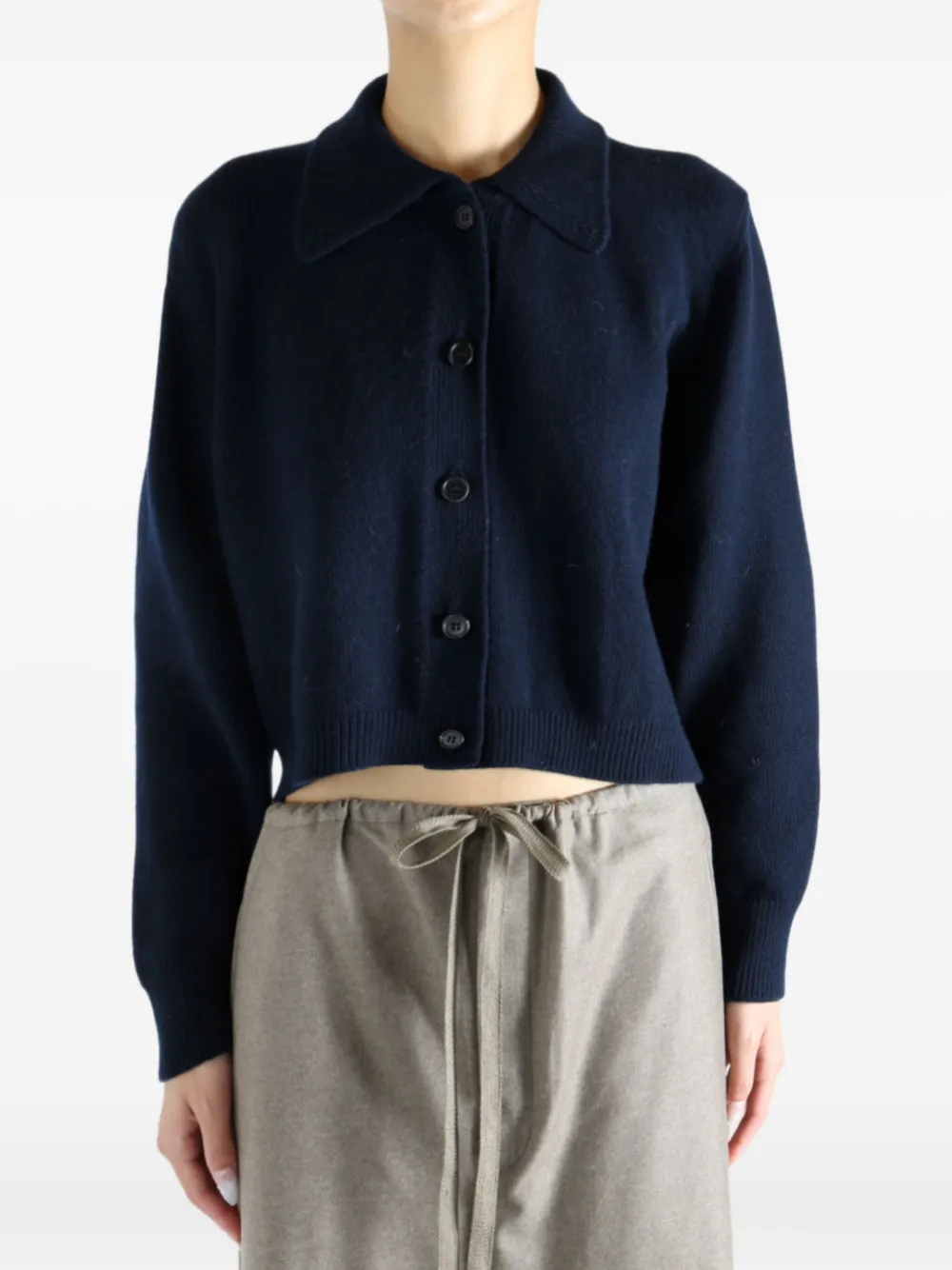 Margaret Howell Collared Buttoned Cardigan In Brown