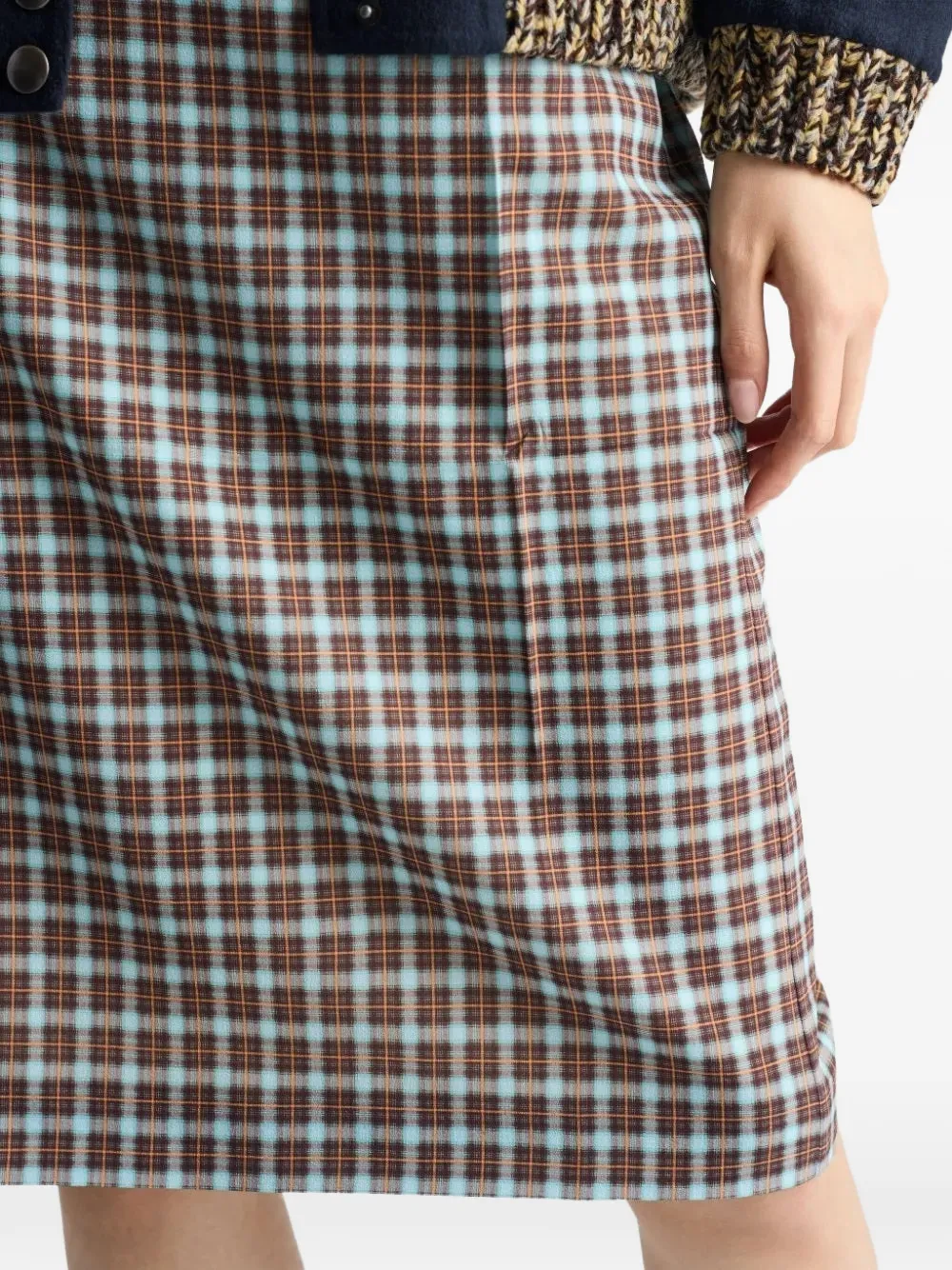 Prada checked georgette midi skirt - Blauw