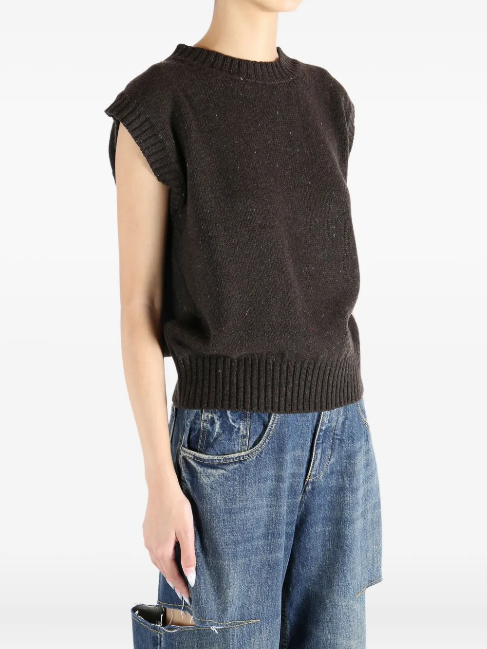  Margaret Howell Speckled Sleeveless Sweater - Brown 