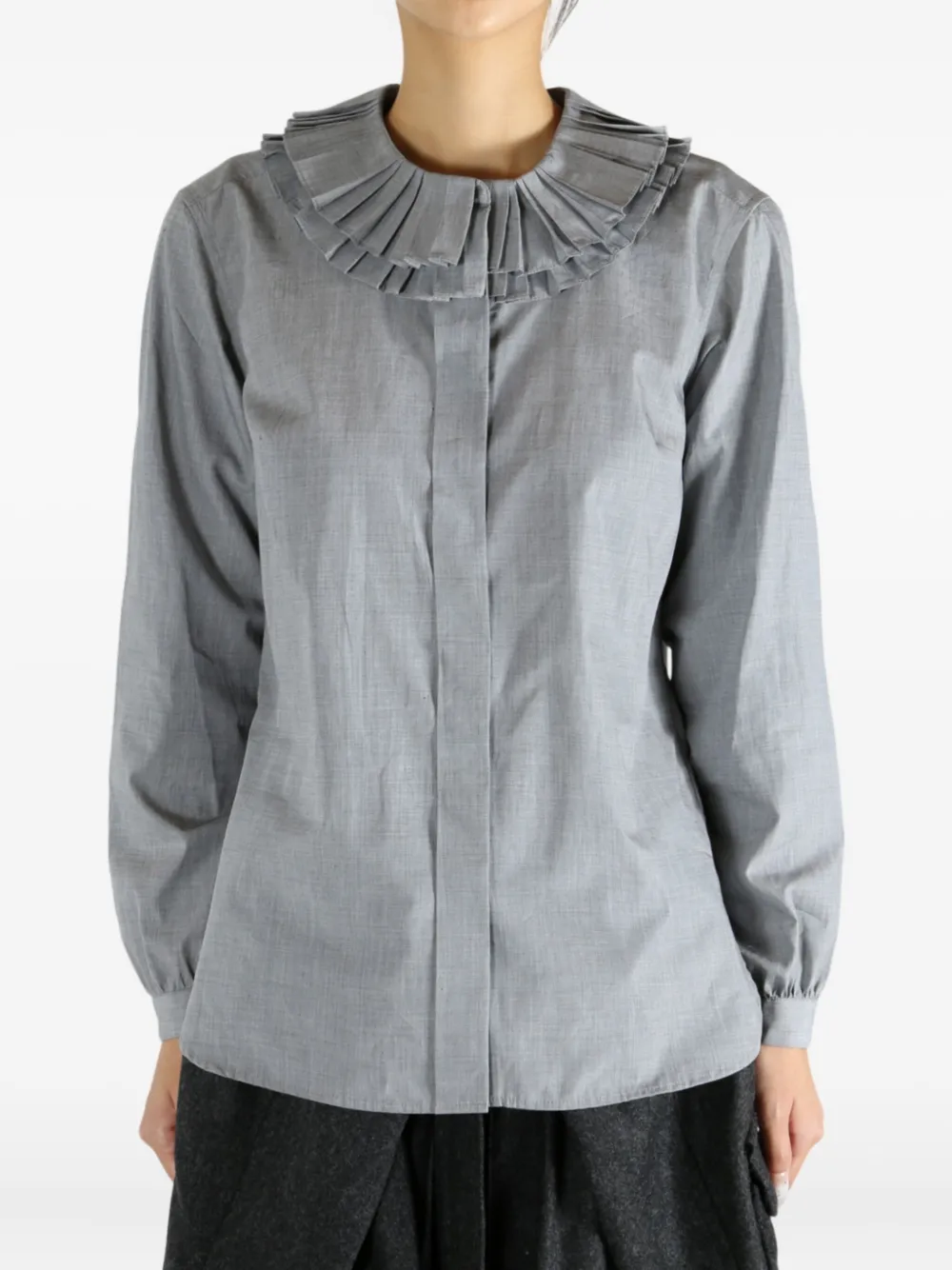 Margaret Howell Katoenen blouse met geplooide franje - Grijs