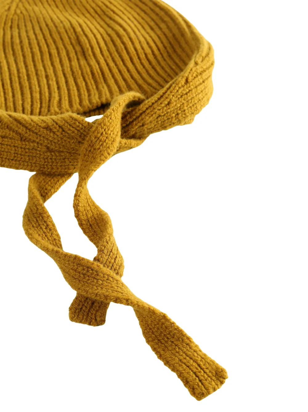 Margaret Howell Ribbed Tie Beanie Hat In Yellow