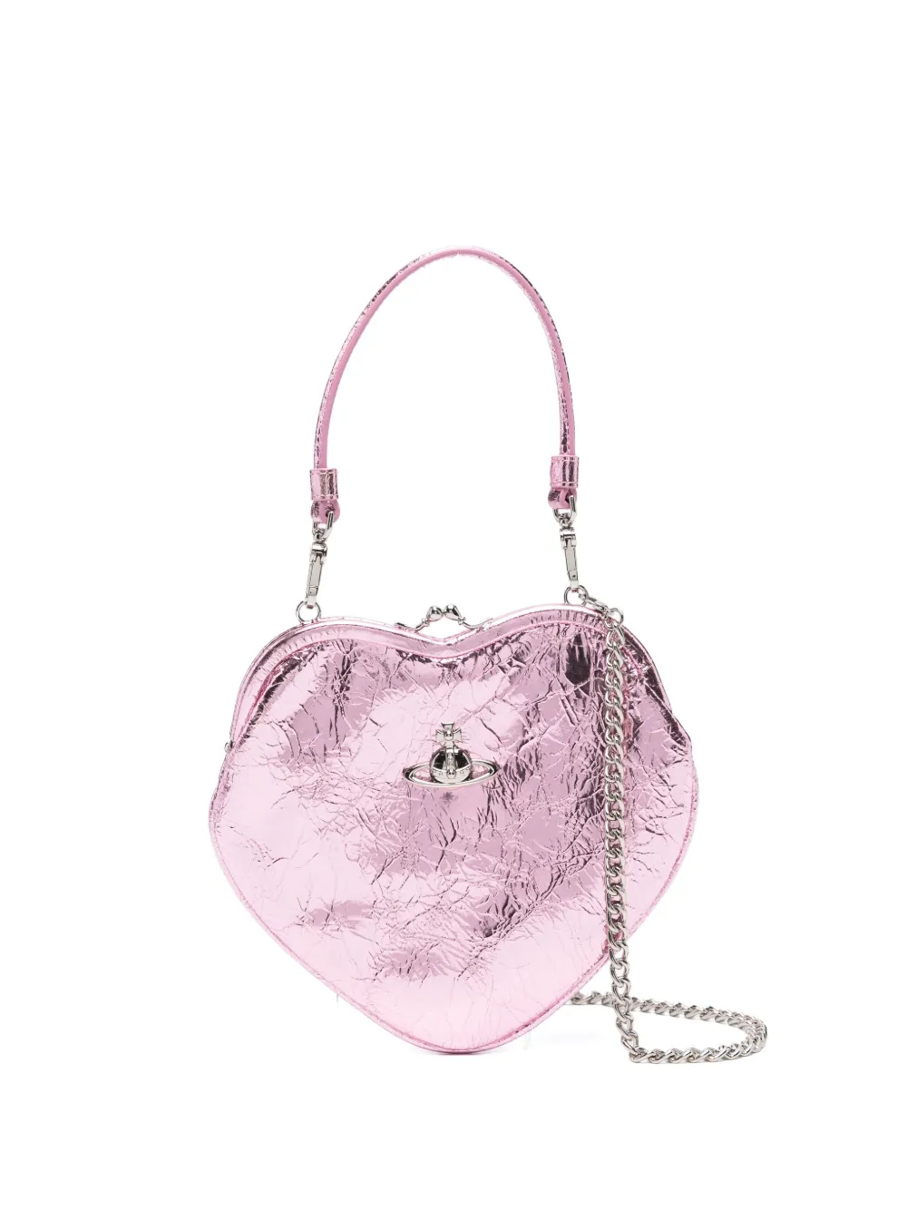 Vivienne Westwood heart-shaped metallic clutch bag | Pink | Image 1