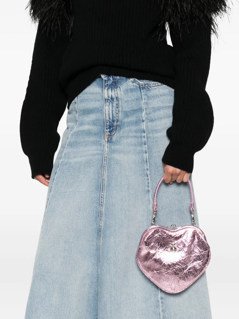 Vivienne Westwood heart-shaped metallic clutch bag - Roze