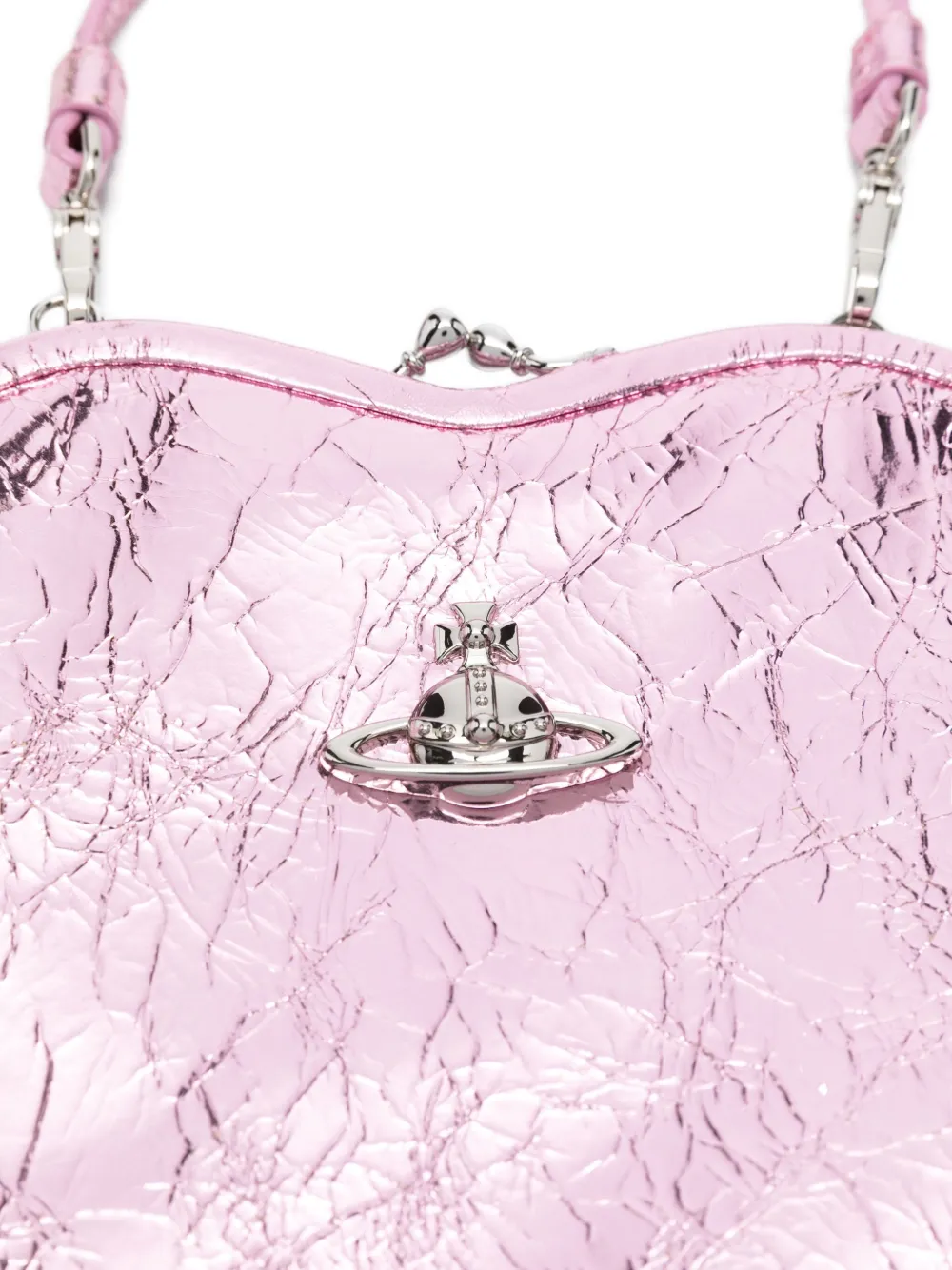 Vivienne Westwood Heart-shaped Metallic Clutch Bag In Pink