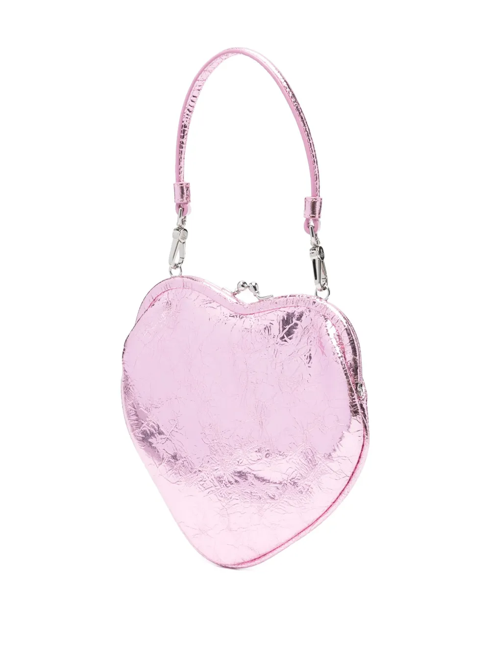 Vivienne Westwood Heart-shaped Metallic Clutch Bag In Pink