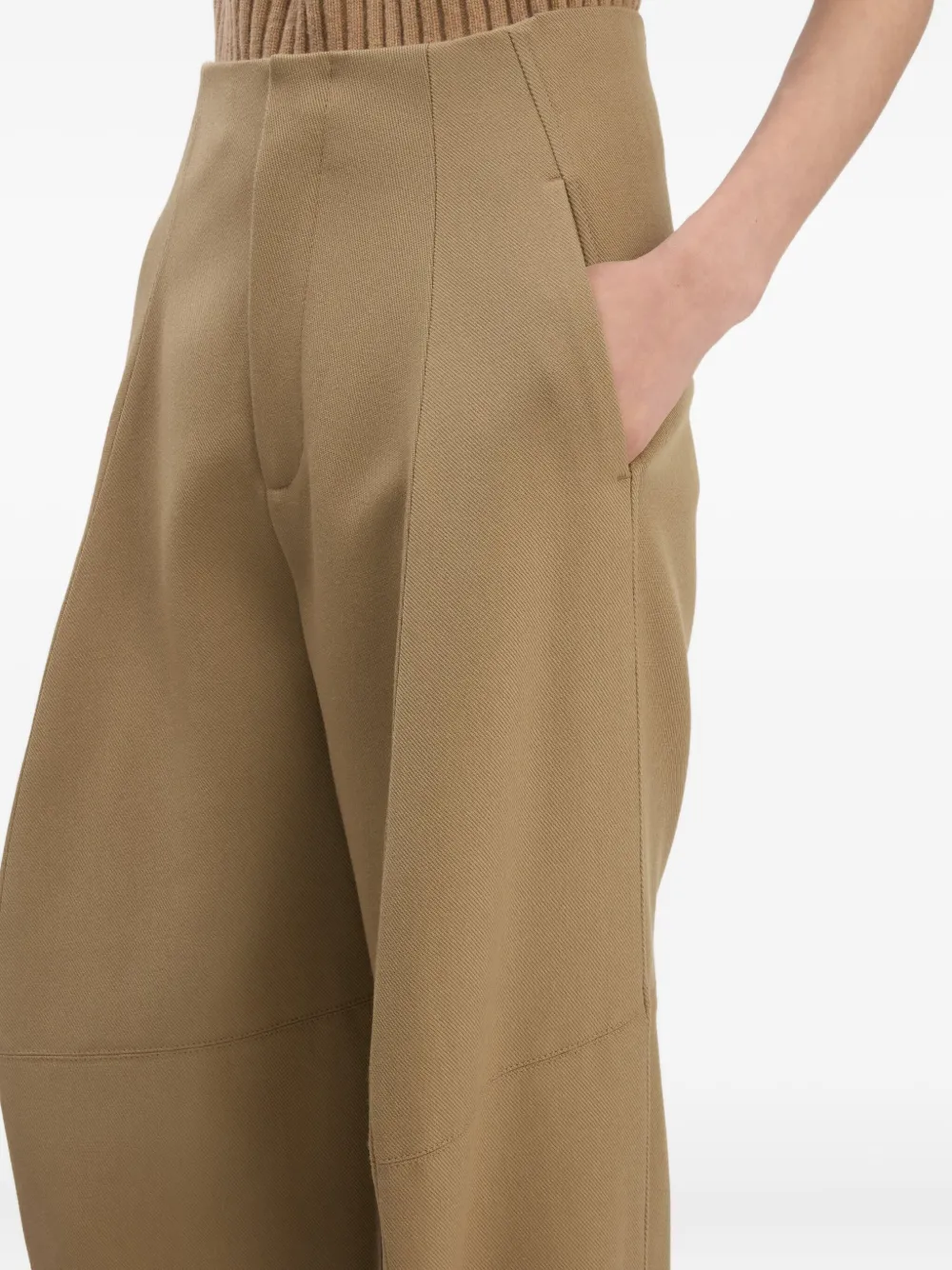 Victoria Beckham Broek met geplooid vlak Beige