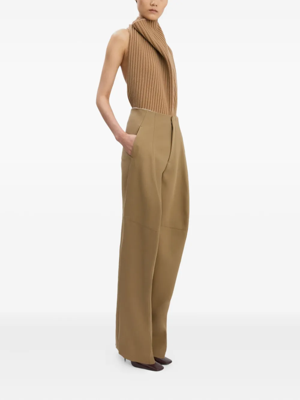 Victoria Beckham Broek met geplooid vlak Beige