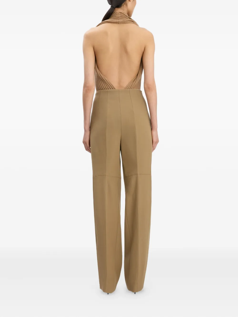 Victoria Beckham Broek met geplooid vlak Beige