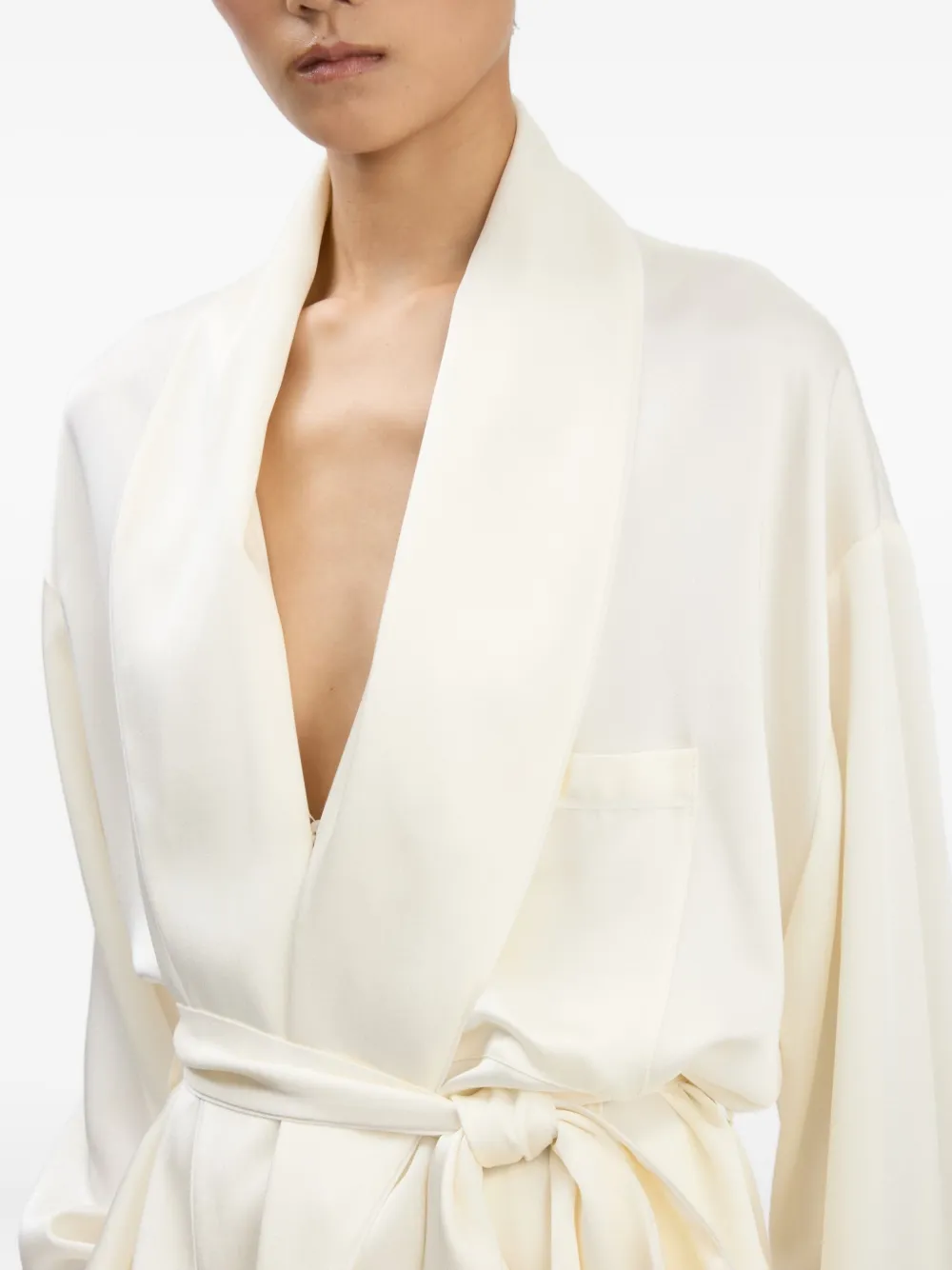 Victoria Beckham Blouse met gewikkelde ceintuur Beige