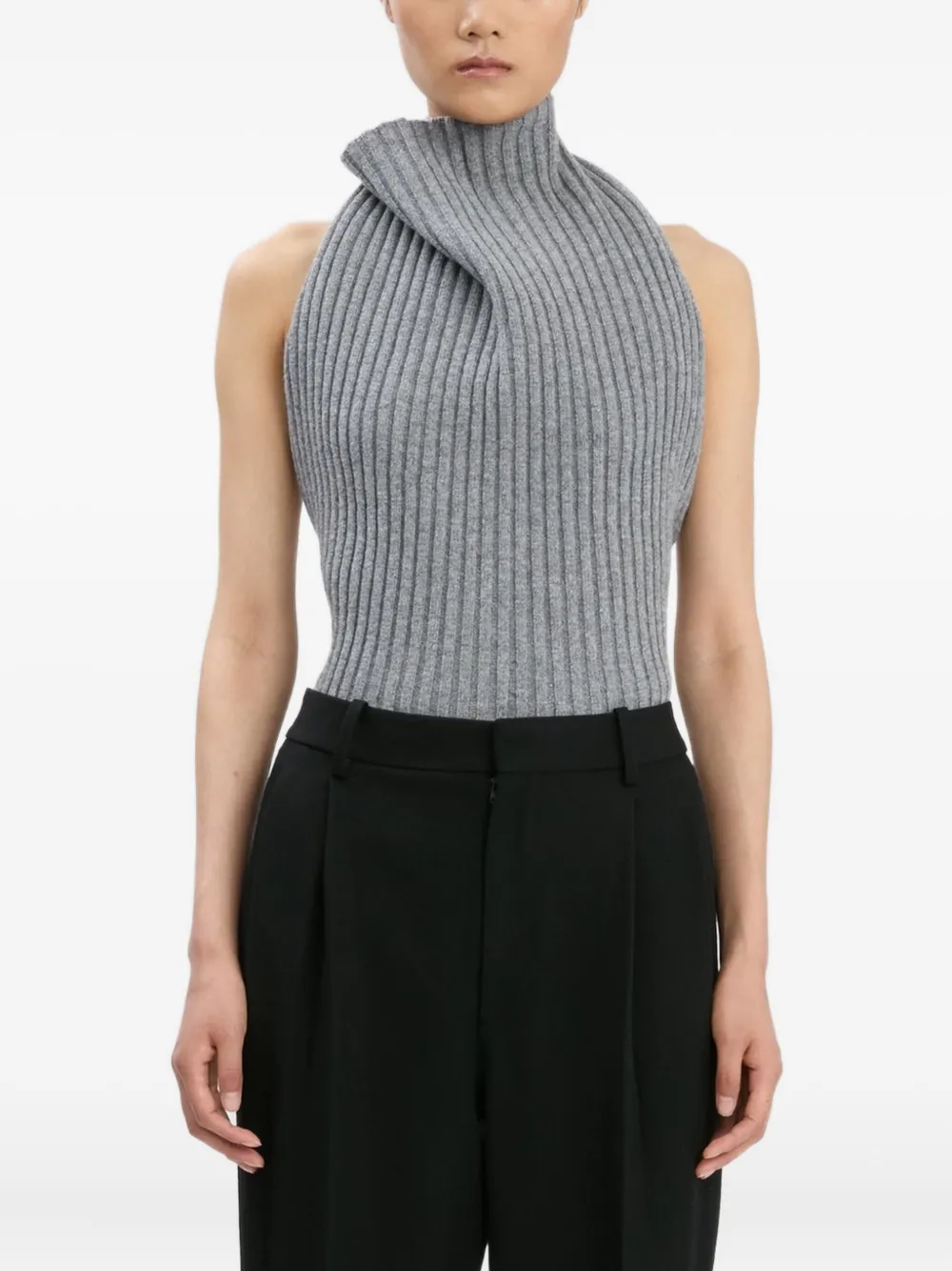 Victoria Beckham ribbed halter neck top | Grey | Image 1