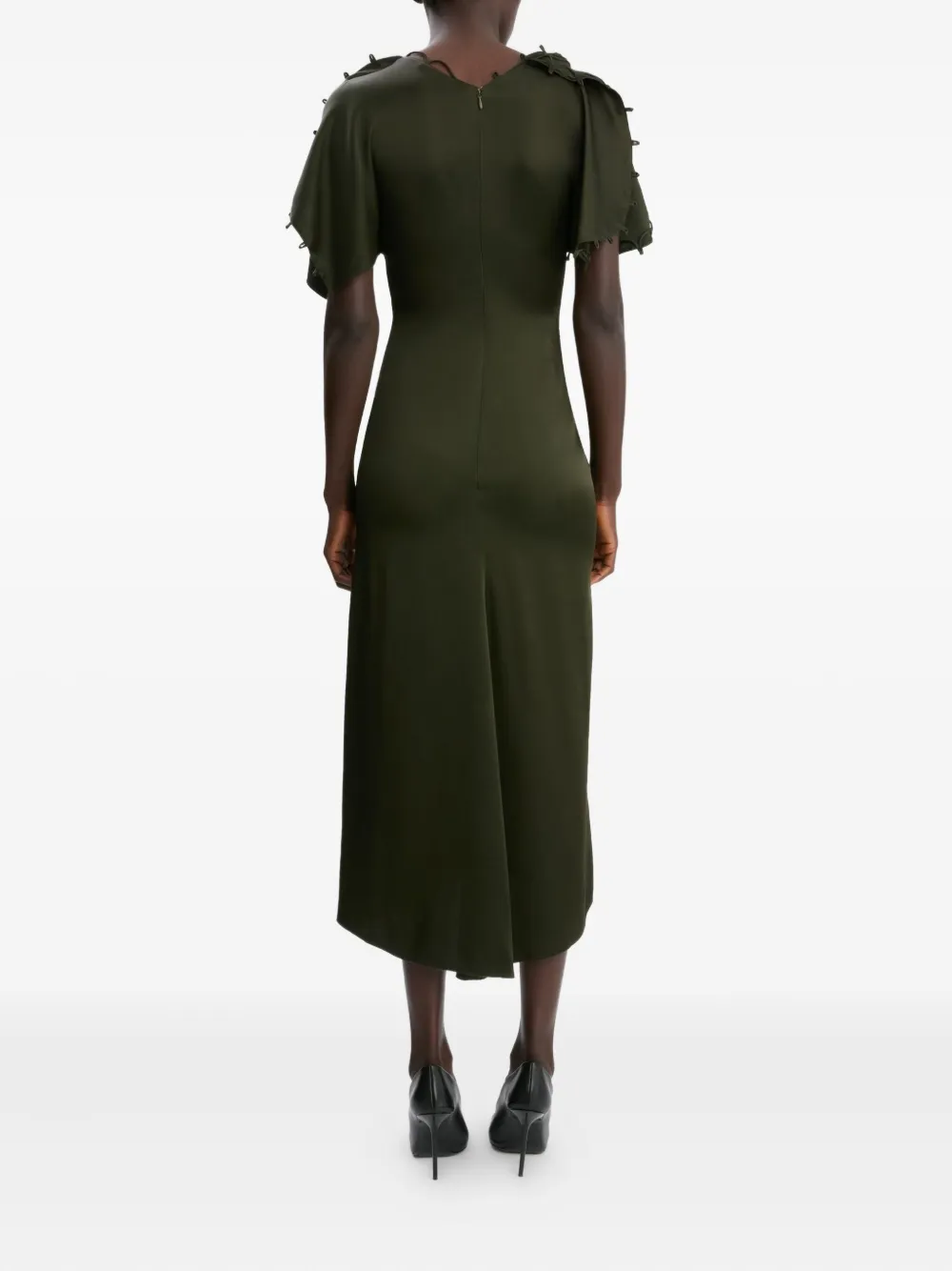 Victoria Beckham Midi-jurk met rouleaux-detail Groen