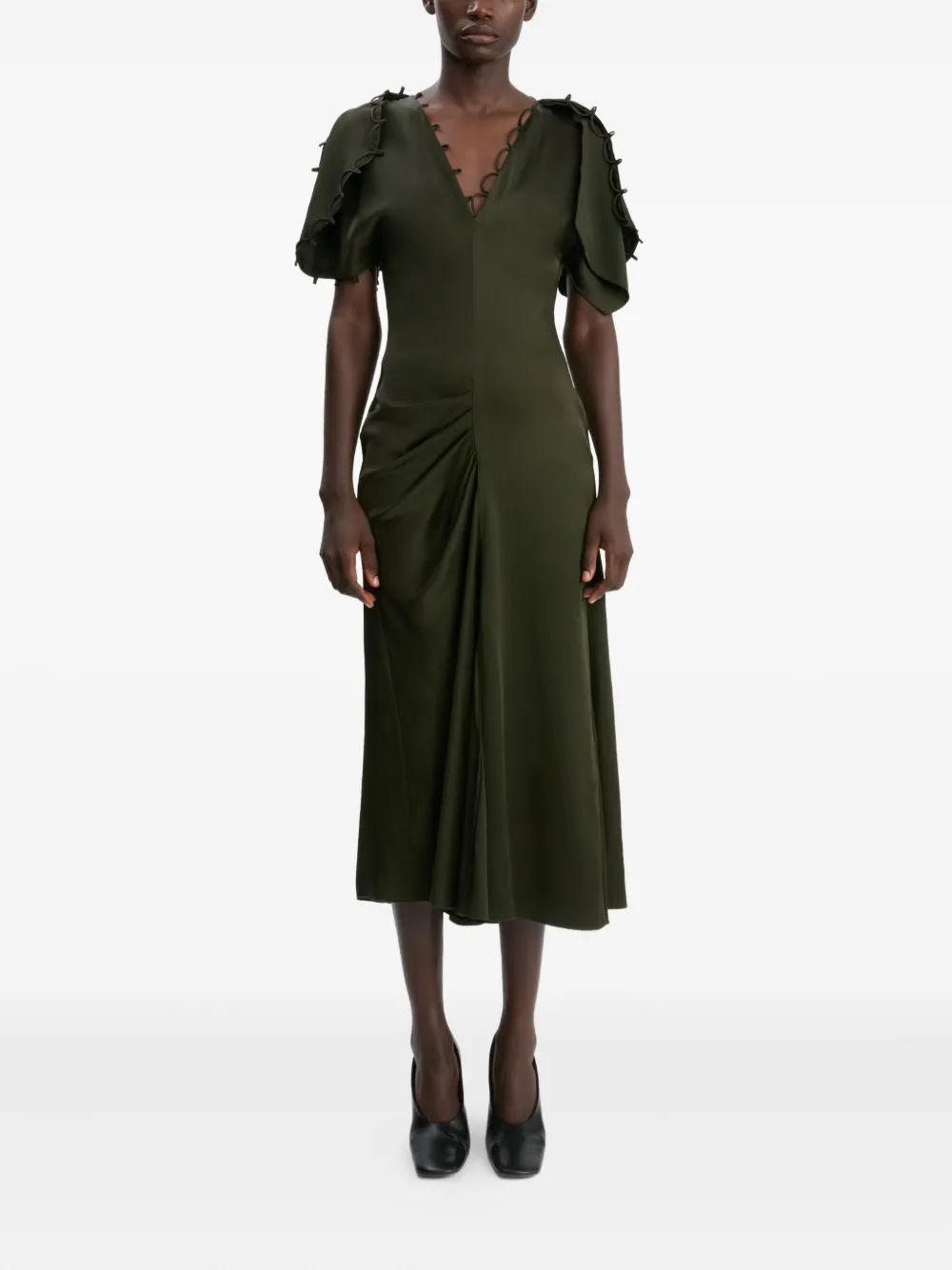 Victoria Beckham rouleaux-detail midi dress - Groen