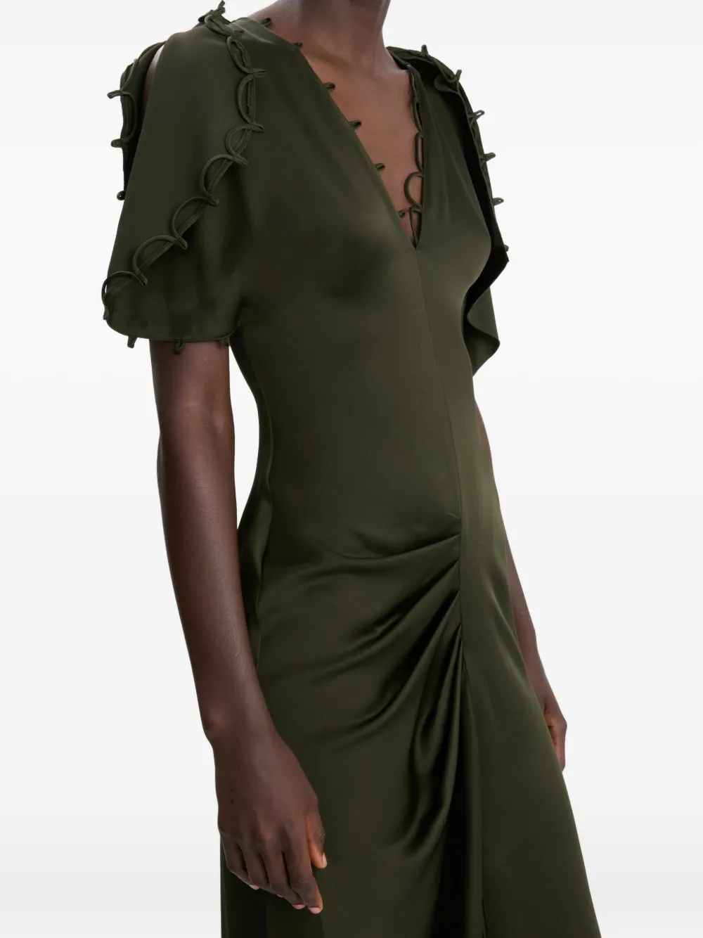 Victoria Beckham Midi-jurk met rouleaux-detail Groen