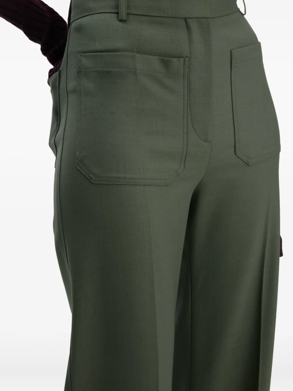 Victoria Beckham pocket-detail wide-leg trousers Groen