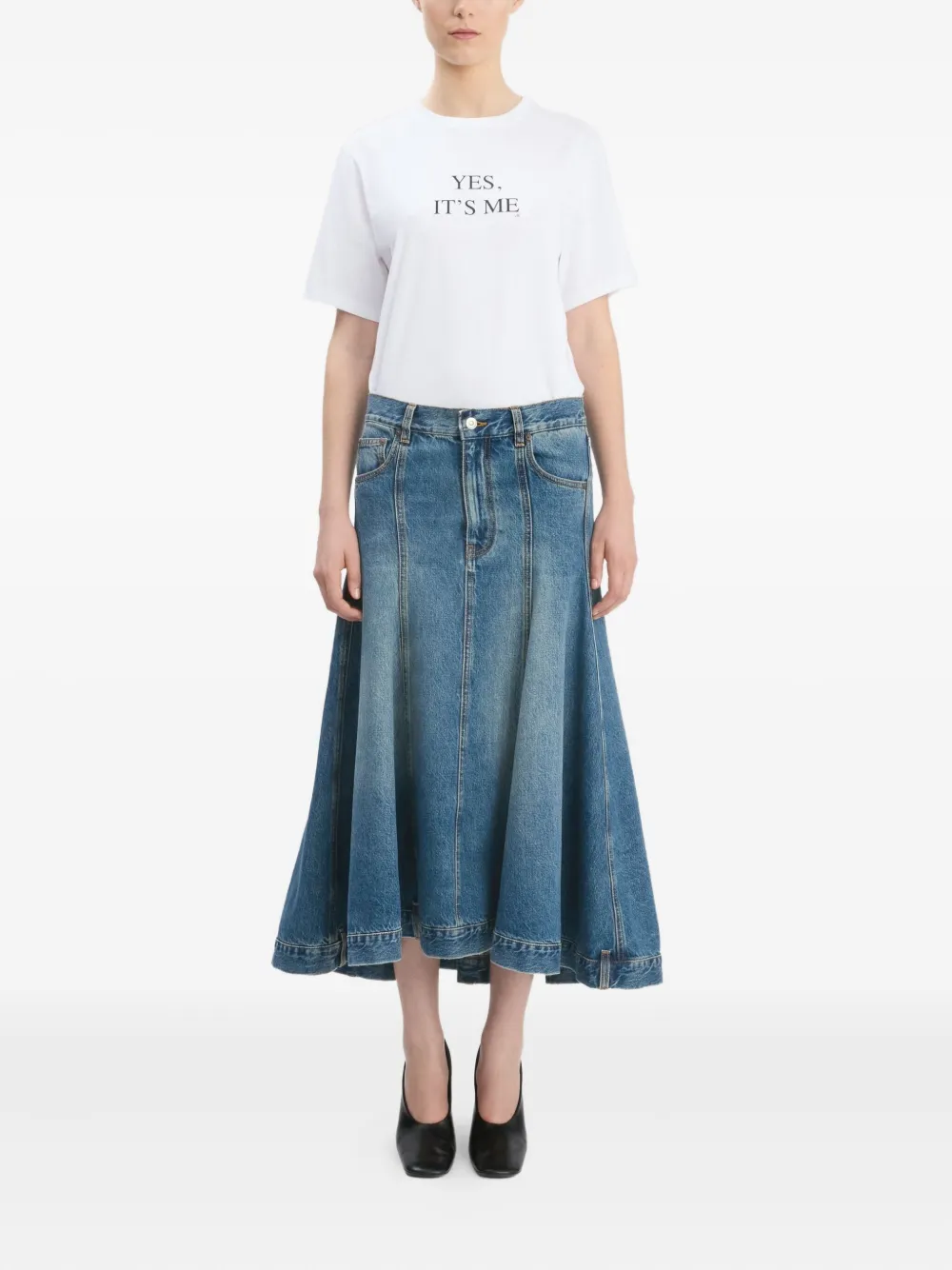 Victoria Beckham panelled kick flare skirt - Blauw