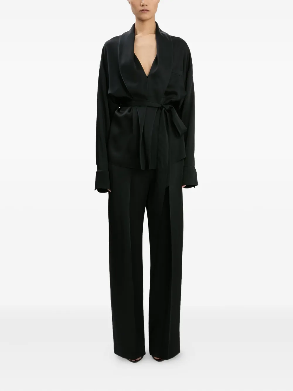 Victoria Beckham wrap-belt blouse - BLACK