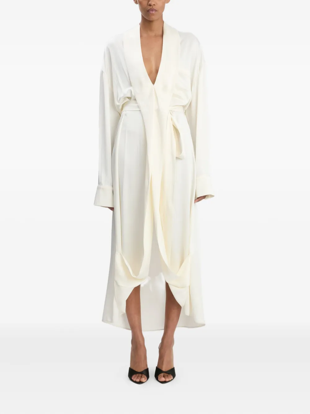 Victoria Beckham wrap-detail midi dress - Beige