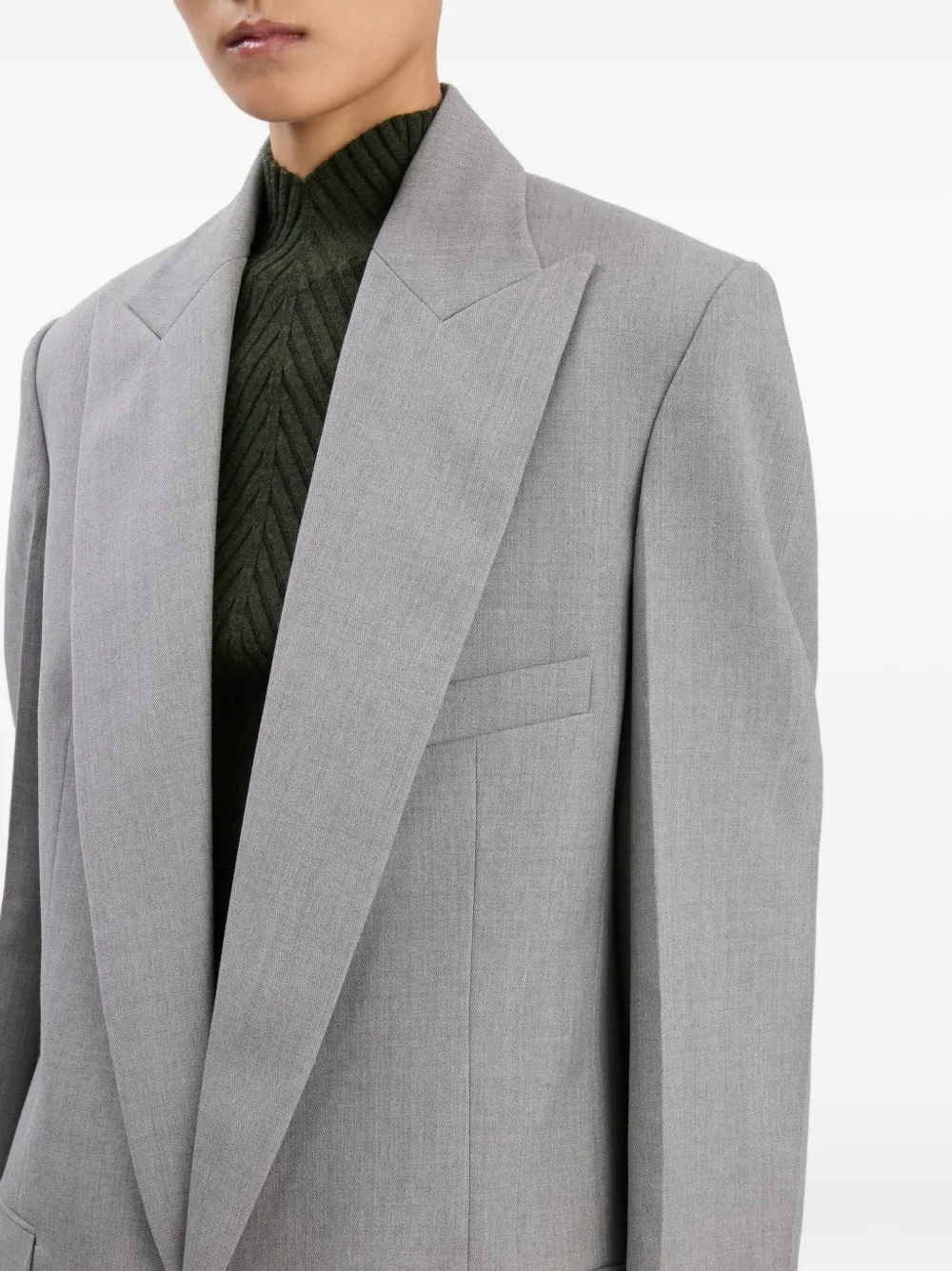 Victoria Beckham Single-breasted Virgin Wool Blazer In Gray