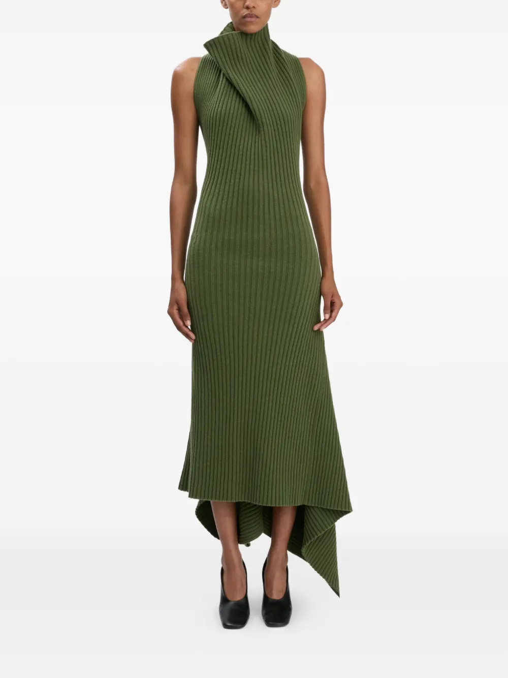 Victoria Beckham Gedrapeerde midi-jurk - Groen