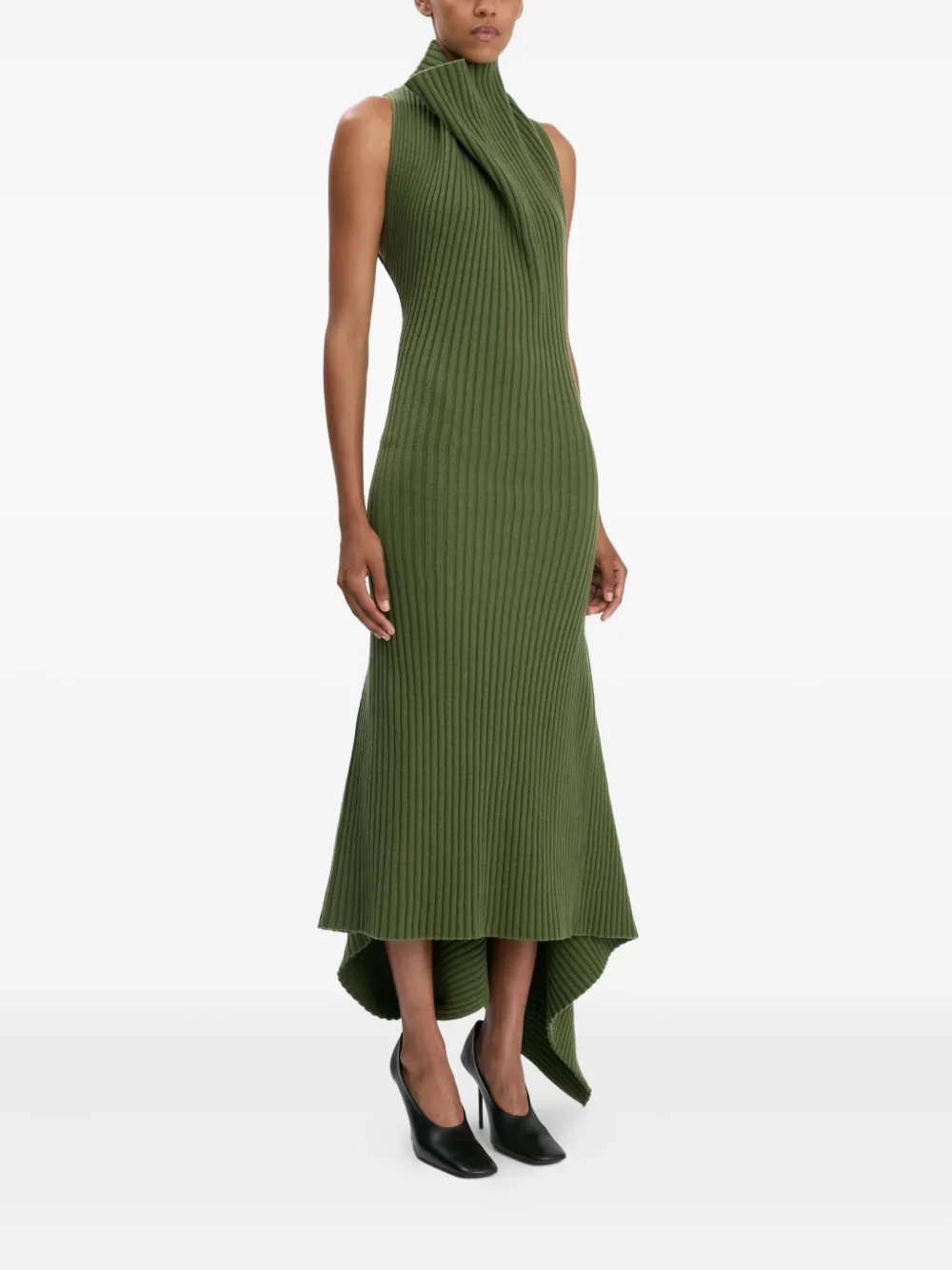 Victoria Beckham Gedrapeerde midi-jurk Groen
