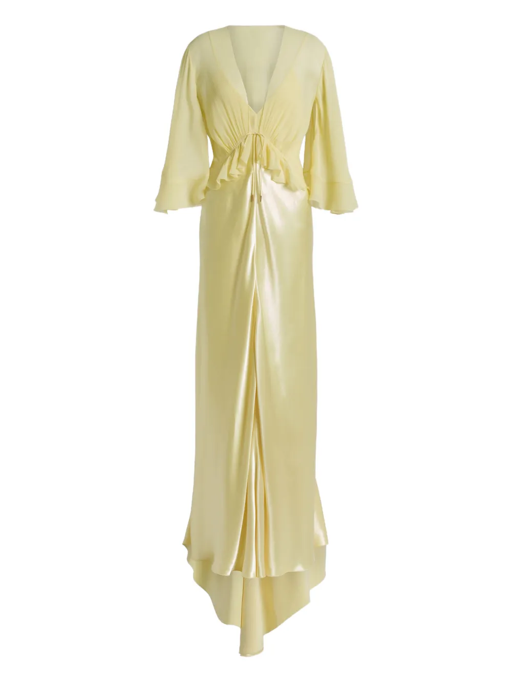 Alberta Ferretti Abito lungo con ruches - Giallo