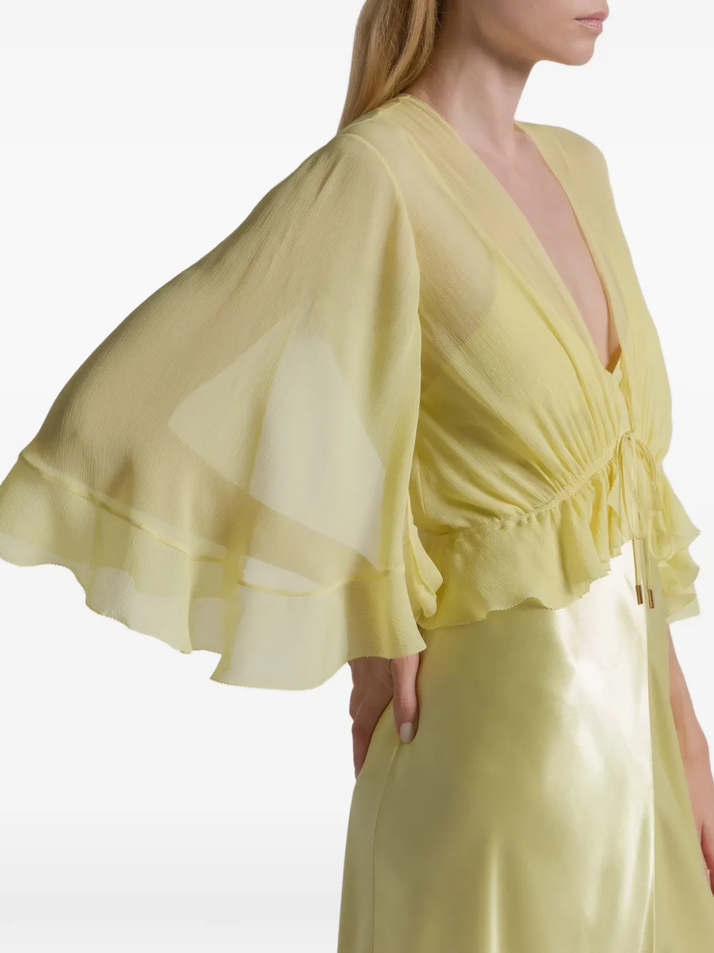 Alberta Ferretti Maxi-jurk met ruches Geel