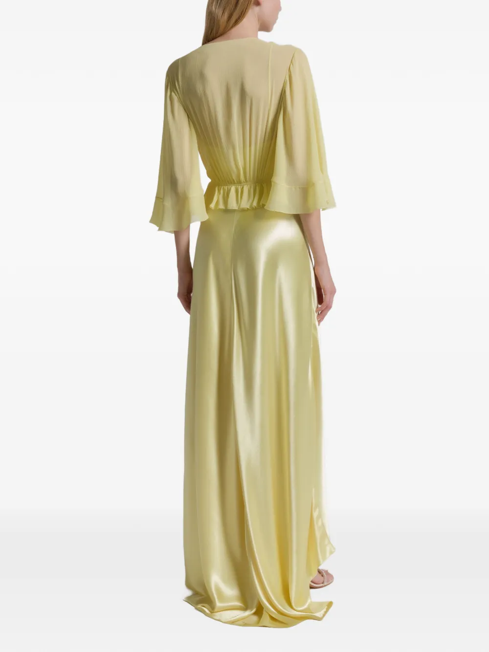 Alberta Ferretti Maxi-jurk met ruches Geel