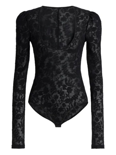 Alberta Ferretti floral-lace long-sleeve bodysuit