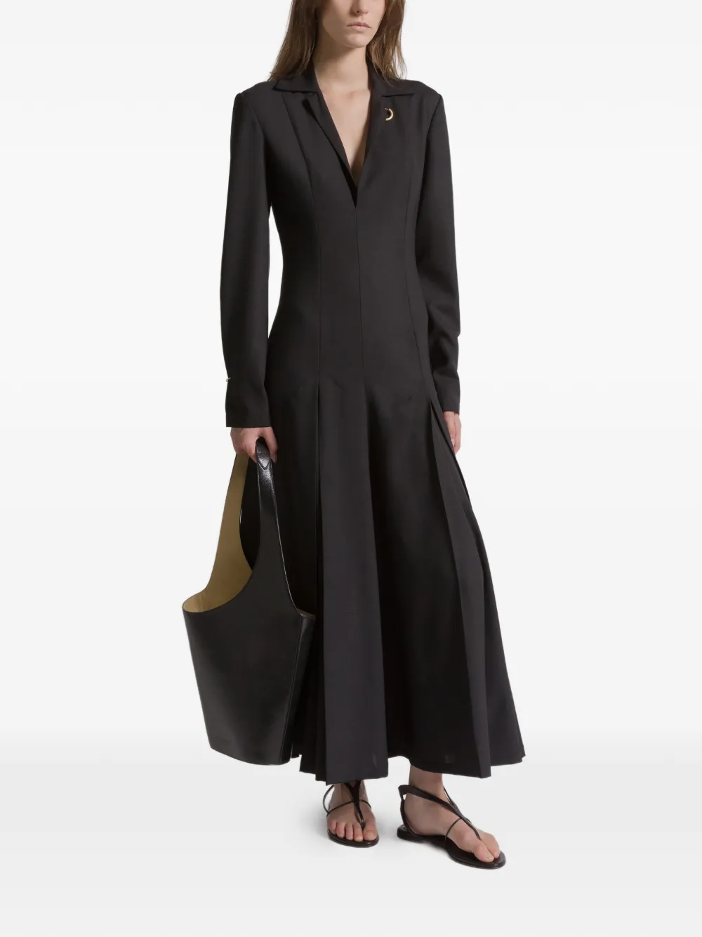 Alberta Ferretti Midi-jurk met kraag Zwart