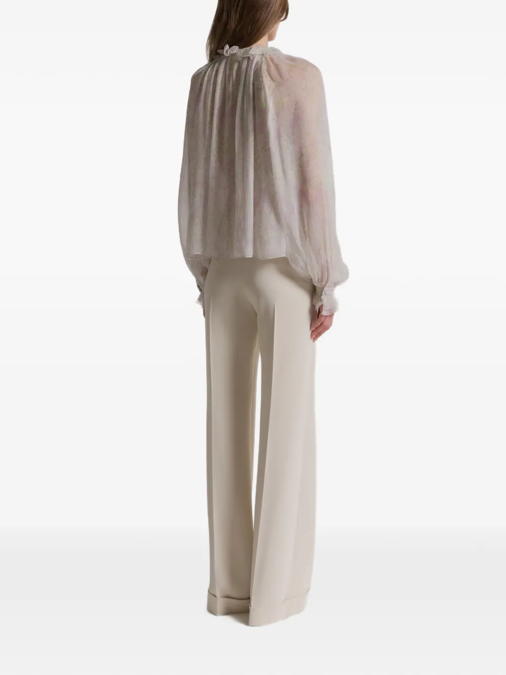  Alberta Ferretti Ruffled Floral Top - Neutrals 