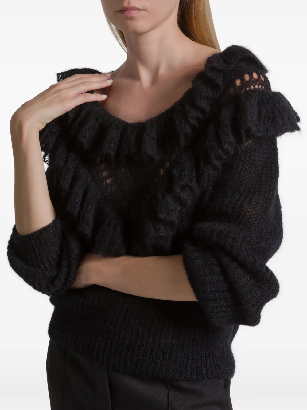 Alberta Ferretti Trui met ruches Zwart