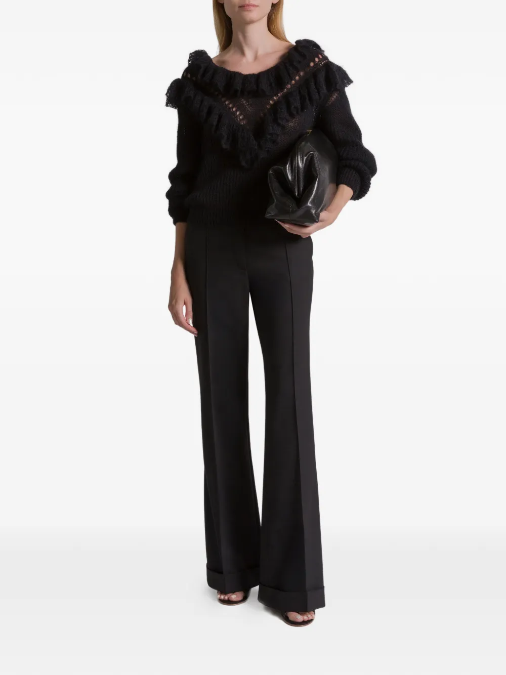 Alberta Ferretti Trui met ruches Zwart
