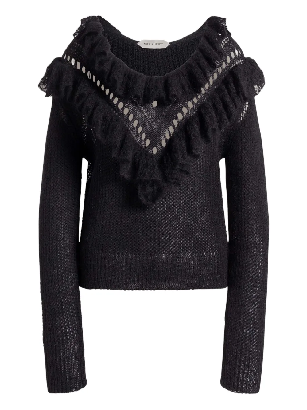 Alberta Ferretti Maglione con ruches - Nero