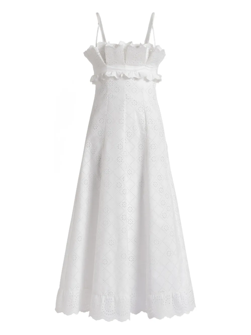 Alberta Ferretti Gerüschtes Kleid mit Ösen - Weiß