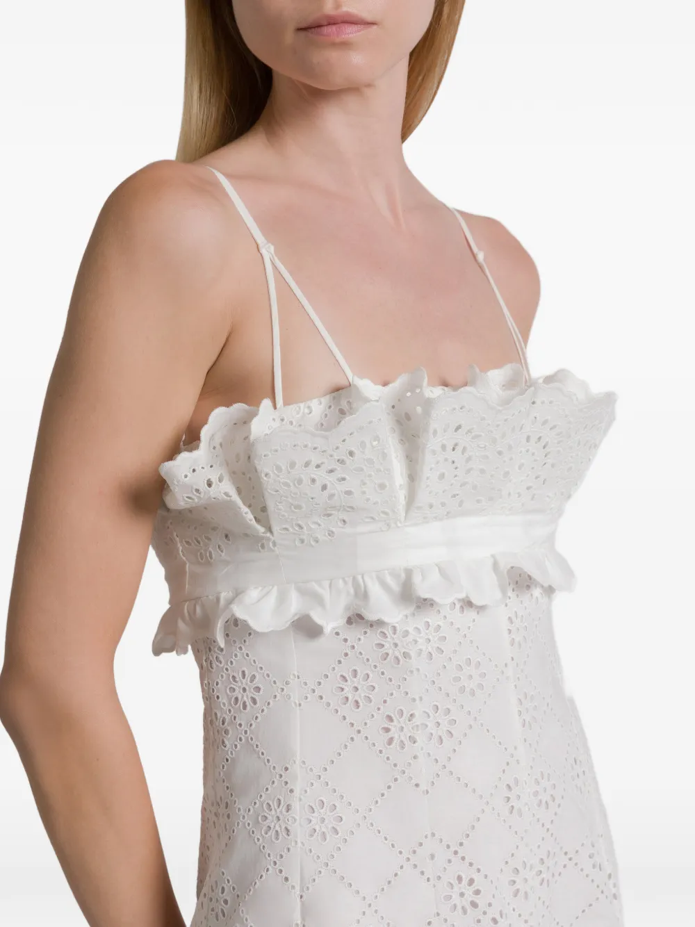 Alberta Ferretti Jurk met ruches en ringlets Wit