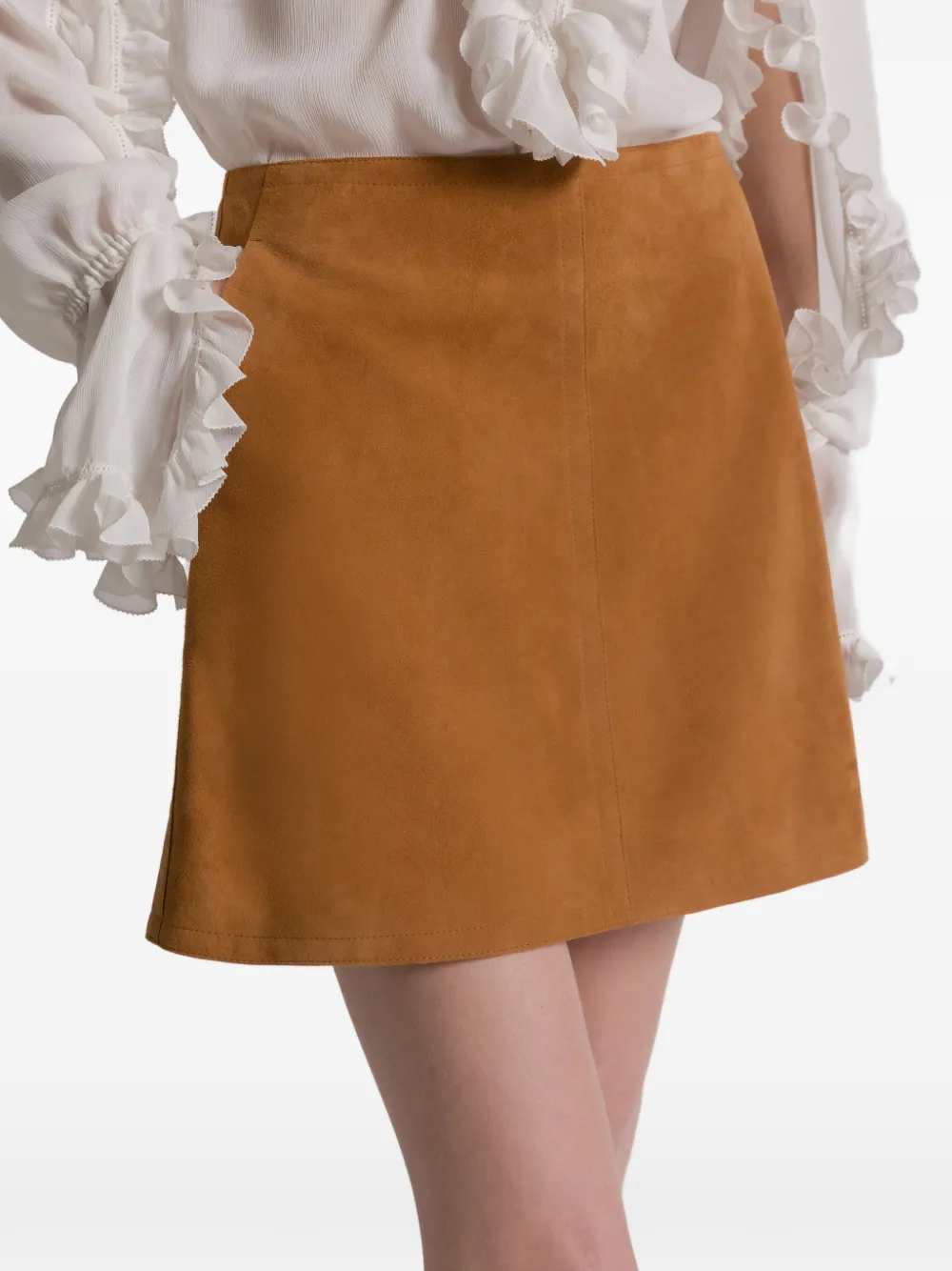 Alberta Ferretti Leren mini-rok Bruin