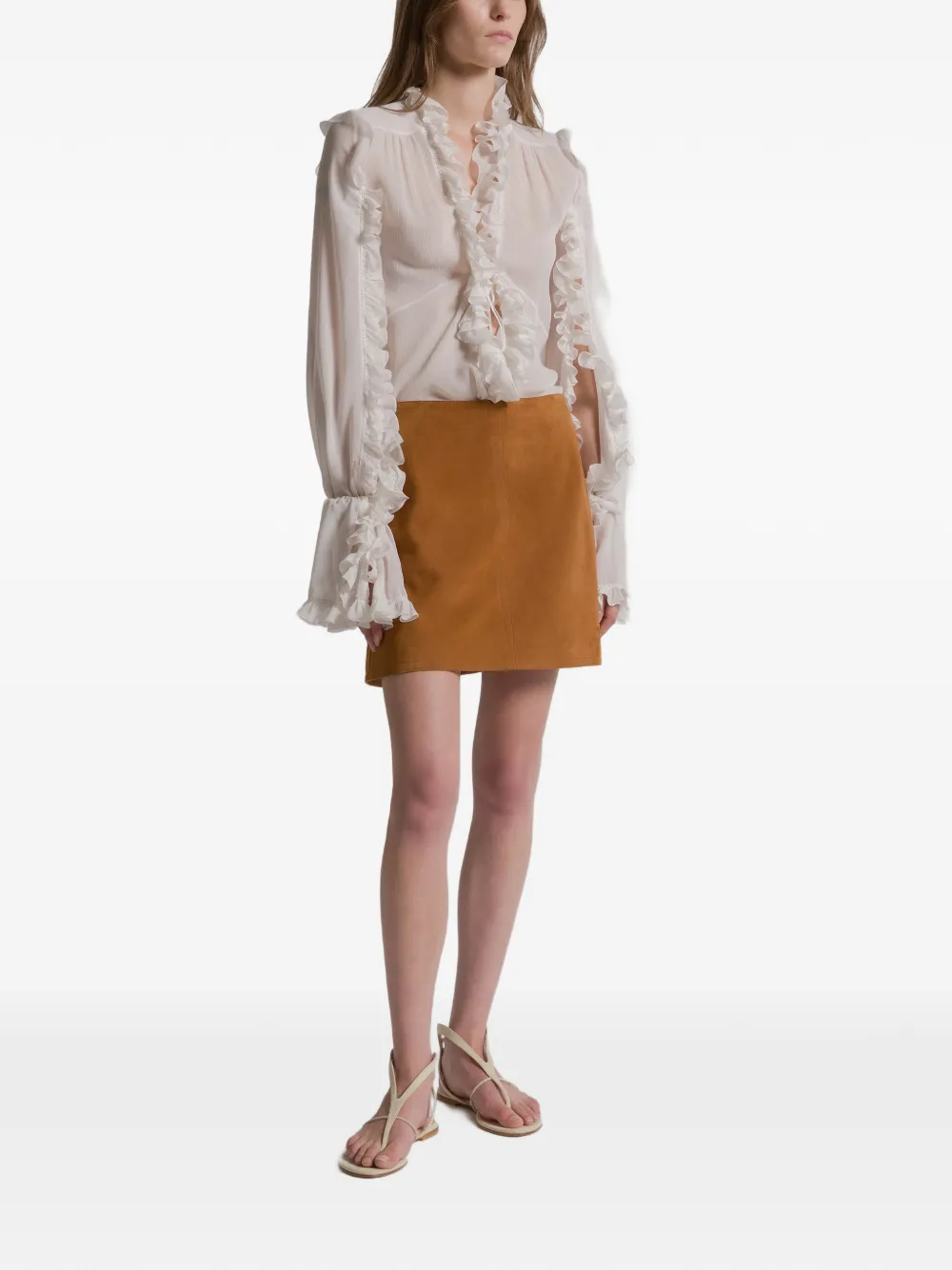 Alberta Ferretti Leren mini-rok - Bruin