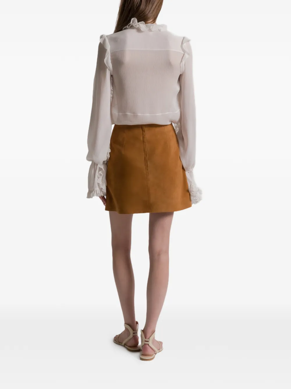  Alberta Ferretti Leather Mini Skirt - Brown 