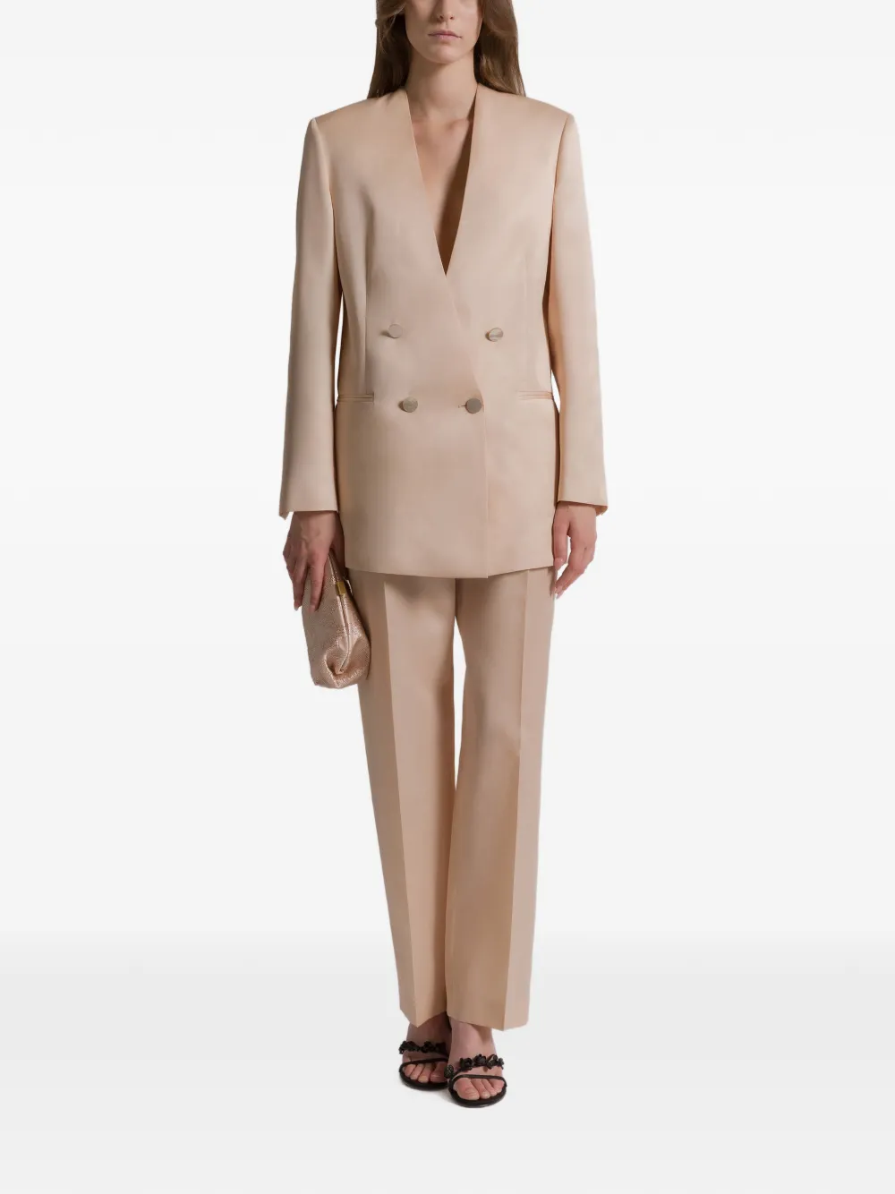 Alberta Ferretti Double-breasted Buttoned Jacket In Gray