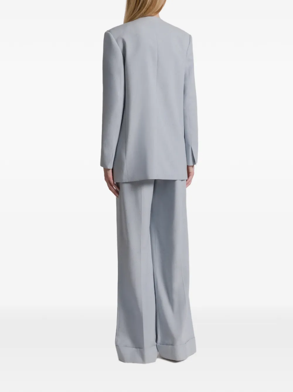 Alberta Ferretti Jacket Long Sleeves Padded Shoulders Buttons Lapels In Blue