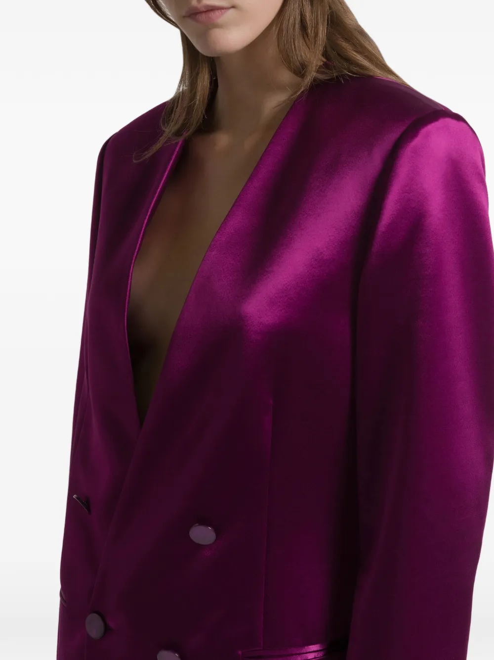 Alberta Ferretti Double-breasted Buttoned Jacket In Purple