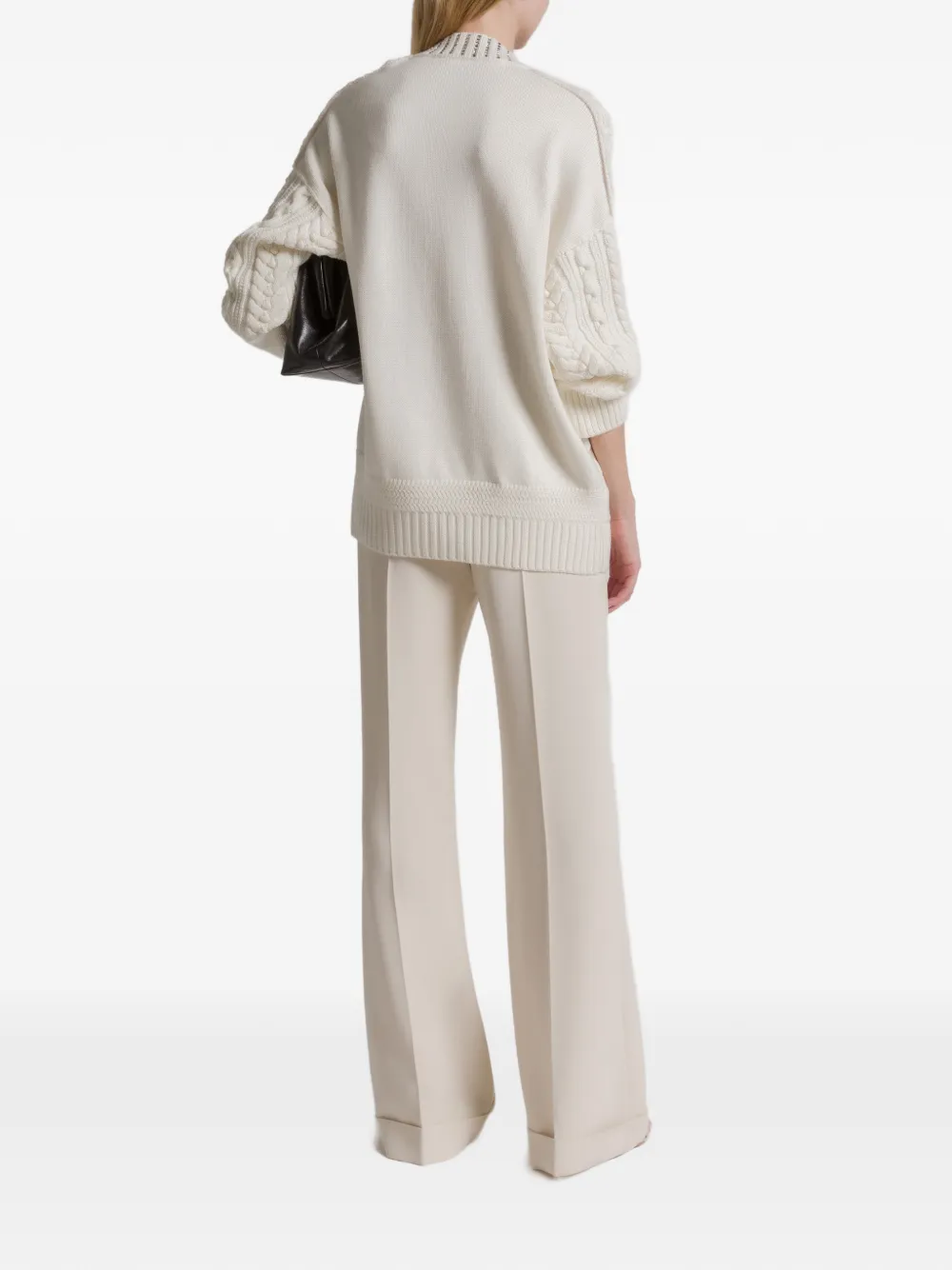 Alberta Ferretti Aran Cable-knit Sweater In Metallic