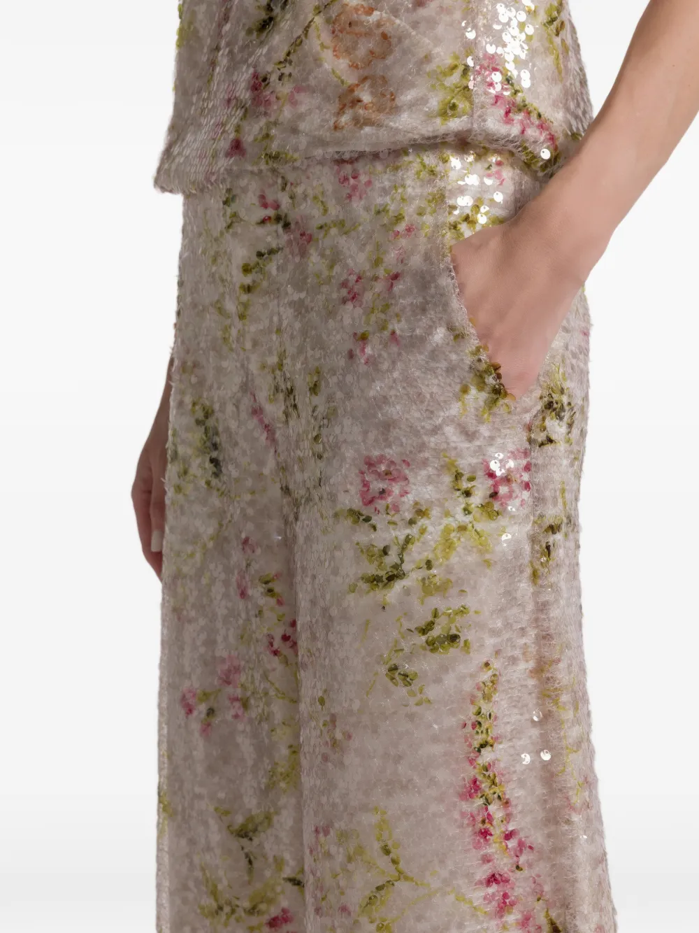 Sequin Floral Trousers